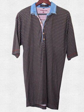 Vintage Oversized Short Sleeve Polo Cotton Shirt Fryday Club Denim Collar Summer
